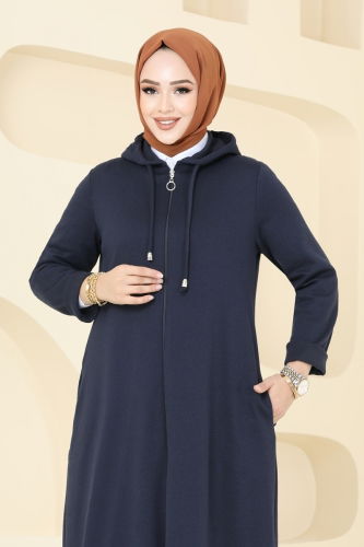 moda selvim Overcoat 321DVL817 Navy Blue - Thumbnail