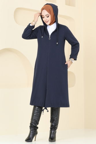 moda selvim Overcoat 321DVL817 Navy Blue - Thumbnail