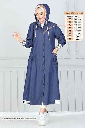 moda selvim Overcoat 322MSA980 Denim - Thumbnail