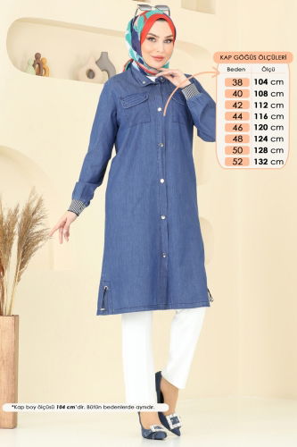 moda selvim Overcoat 329MSA980 Denim - Thumbnail