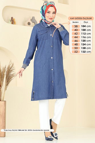 moda selvim Overcoat 329MSA980 Denim - Thumbnail