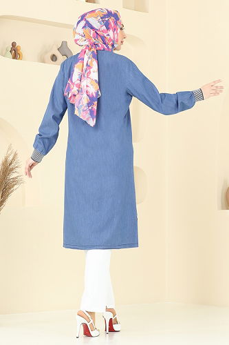 moda selvim Overcoat 329MSA980 Light Denim - Thumbnail