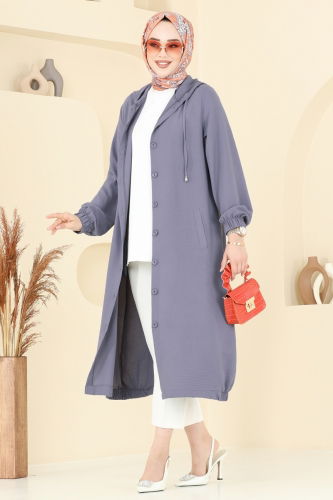 moda selvim Overcoat 361DVL817 Anthracite - Thumbnail