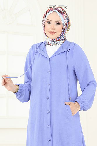 moda selvim Overcoat 361DVL817 Baby Blue - Thumbnail