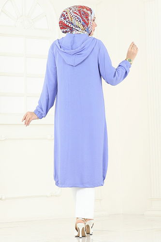 moda selvim Overcoat 361DVL817 Baby Blue - Thumbnail