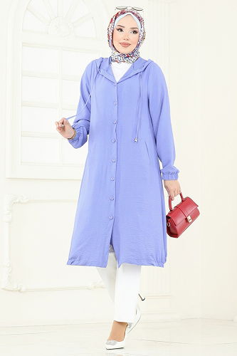 moda selvim Overcoat 361DVL817 Baby Blue - Thumbnail
