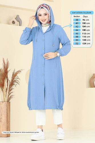 moda selvim Overcoat 361DVL817 Light Indigo - Thumbnail