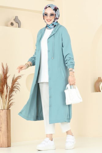 moda selvim Overcoat 361DVL817 Light Mint - Thumbnail