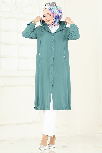 moda selvim Overcoat 361DVL817 Mint - Thumbnail