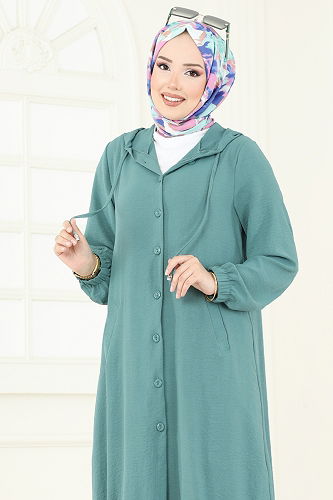 moda selvim Overcoat 361DVL817 Mint - Thumbnail