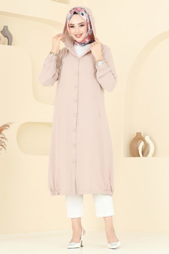 moda selvim Overcoat 361DVL817 Stone - Thumbnail