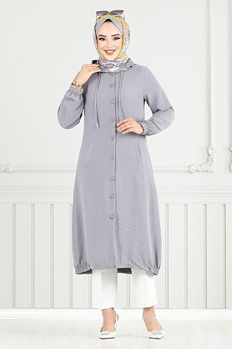 moda selvim Overcoat 362DVL897-M Gray - Thumbnail
