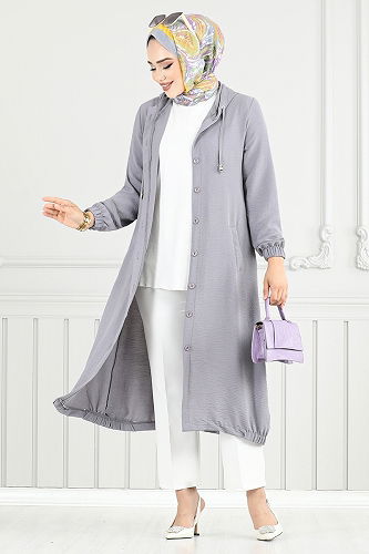 moda selvim Overcoat 362DVL897-M Gray - Thumbnail