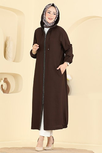 moda selvim Overcoat 4024HN394 Bitter Brown - Thumbnail