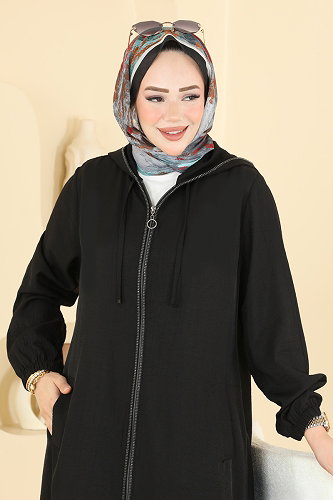 moda selvim Overcoat 4024HN394 Black - Thumbnail