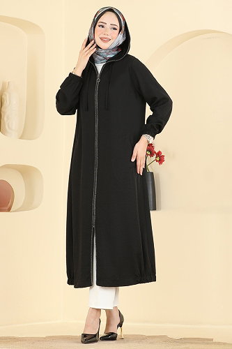 moda selvim Overcoat 4024HN394 Black - Thumbnail