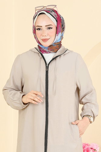 moda selvim Overcoat 4024HN394 Stone - Thumbnail