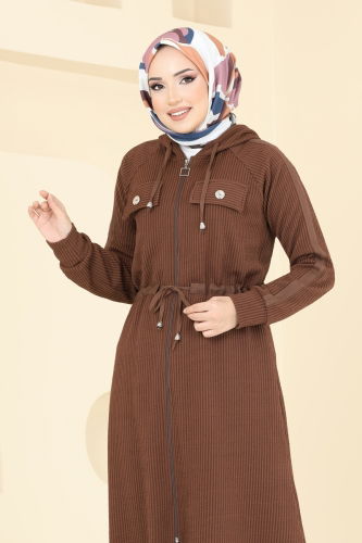 moda selvim Overcoat 4047PM271 Brown - Thumbnail