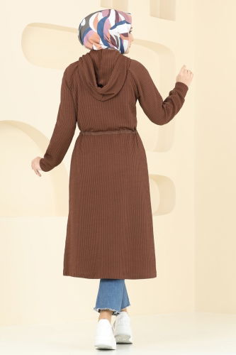 moda selvim Overcoat 4047PM271 Brown - Thumbnail