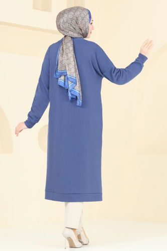 moda selvim Overcoat 4048PM271 Indigo - Thumbnail