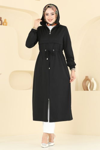 moda selvim Overcoat 420DVL817 Black - Thumbnail