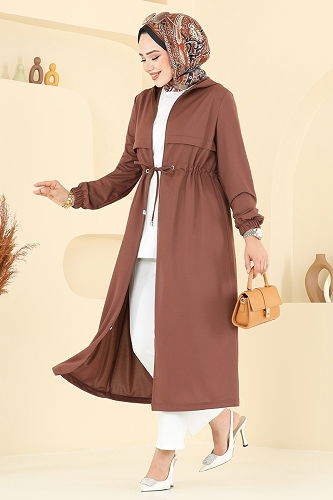 moda selvim Overcoat 420DVL817 Brown - Thumbnail