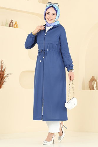 moda selvim Overcoat 420DVL817 Indigo - Thumbnail