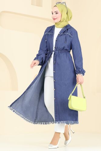 moda selvim Overcoat 4262MKL719 Dark Denim - Thumbnail