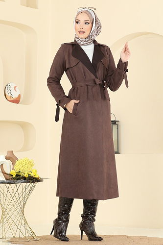 moda selvim Overcoat 4277AL357 Brown - Thumbnail