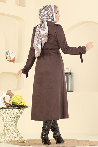 moda selvim Overcoat 4277AL357 Brown - Thumbnail