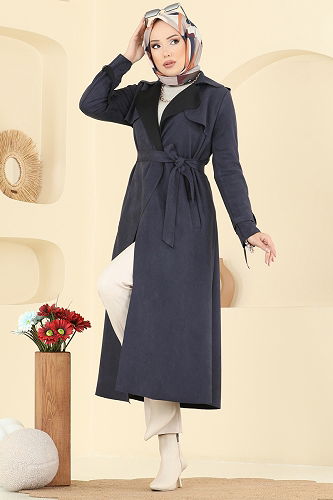 moda selvim Overcoat 4277AL357 Navy Blue - Thumbnail