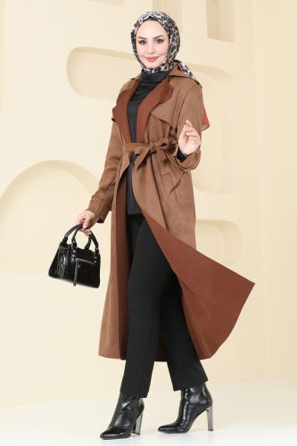 moda selvim Overcoat 4277AL357 Tan - Thumbnail