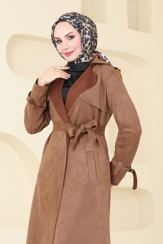 moda selvim Overcoat 4277AL357 Tan - Thumbnail