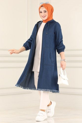 moda selvim 4331MKL719 جينز غامق ملابس قصيره - Thumbnail