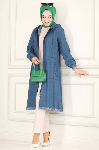 moda selvim 4331MKL719 الجينز الفاتح ملابس قصيره - Thumbnail