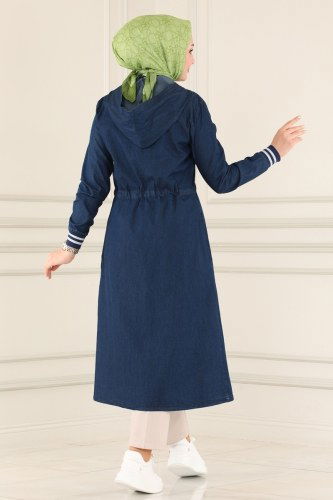 moda selvim Overcoat 4332MKL719 Dark Denim - Thumbnail