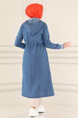 moda selvim 4332MKL719 الجينز الفاتح ملابس قصيره - Thumbnail
