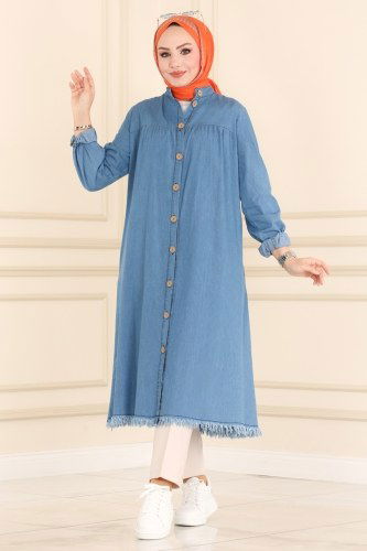 moda selvim 4345MKL719 الجينز الفاتح ملابس قصيره - Thumbnail