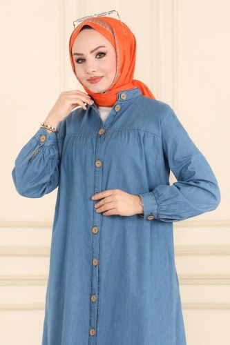 moda selvim 4345MKL719 الجينز الفاتح ملابس قصيره - Thumbnail