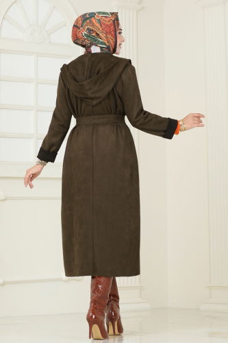 moda selvim Overcoat 4398AL357 Khaki - Thumbnail