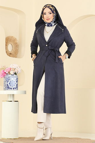 moda selvim Overcoat 4398AL357 Navy Blue - Thumbnail