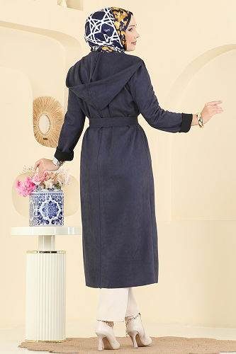 moda selvim Overcoat 4398AL357 Navy Blue - Thumbnail