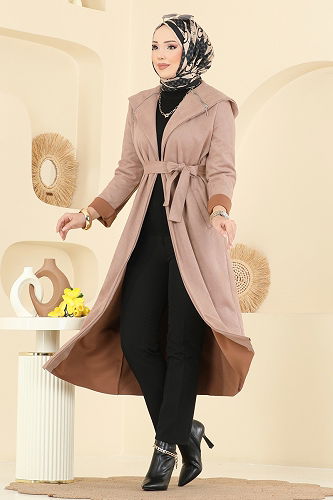 moda selvim Overcoat 4398AL357 Powder Vision - Thumbnail