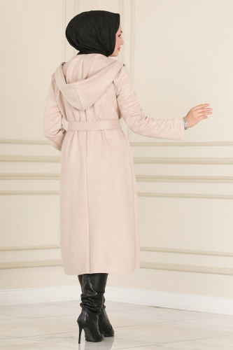 moda selvim Overcoat 4398AL357 Stone - Thumbnail