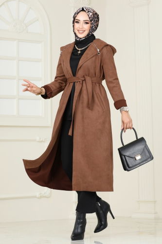 moda selvim Overcoat 4398AL357 Tan - Thumbnail