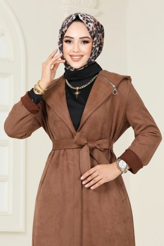 moda selvim Overcoat 4398AL357 Tan - Thumbnail