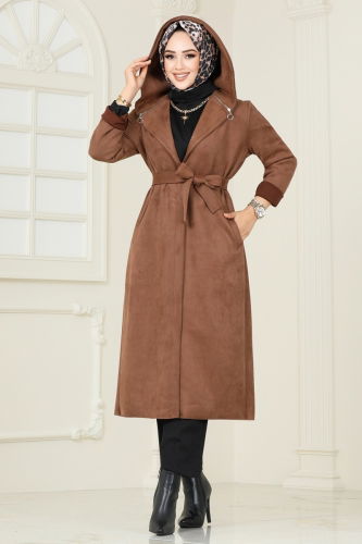 moda selvim Overcoat 4398AL357 Tan - Thumbnail