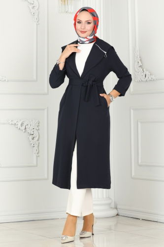 moda selvim Overcoat 4422AL357 Navy Blue - Thumbnail