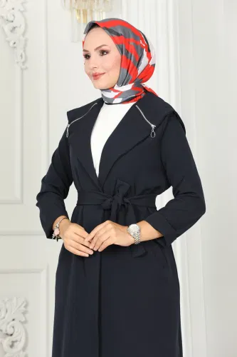 moda selvim Overcoat 4422AL357 Navy Blue - Thumbnail