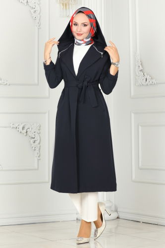 moda selvim Overcoat 4422AL357 Navy Blue - Thumbnail